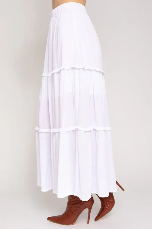 White Tiered Maxi Skirt