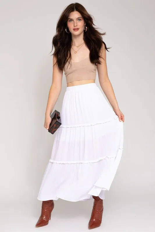 White Tiered Maxi Skirt