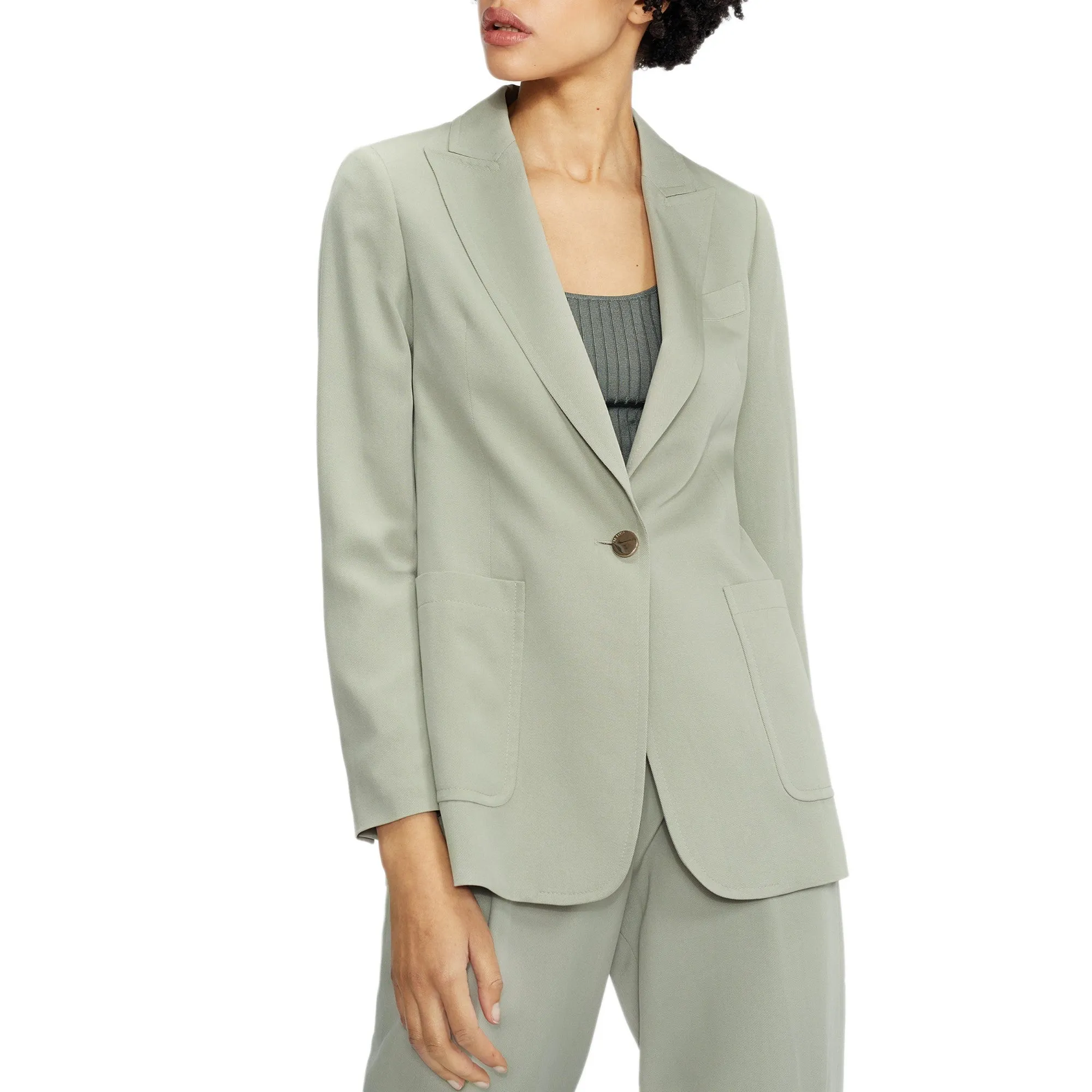 Women Wmf-Kclara-Relaxed Fit Blazer With Patch Pockets - Pl-Green