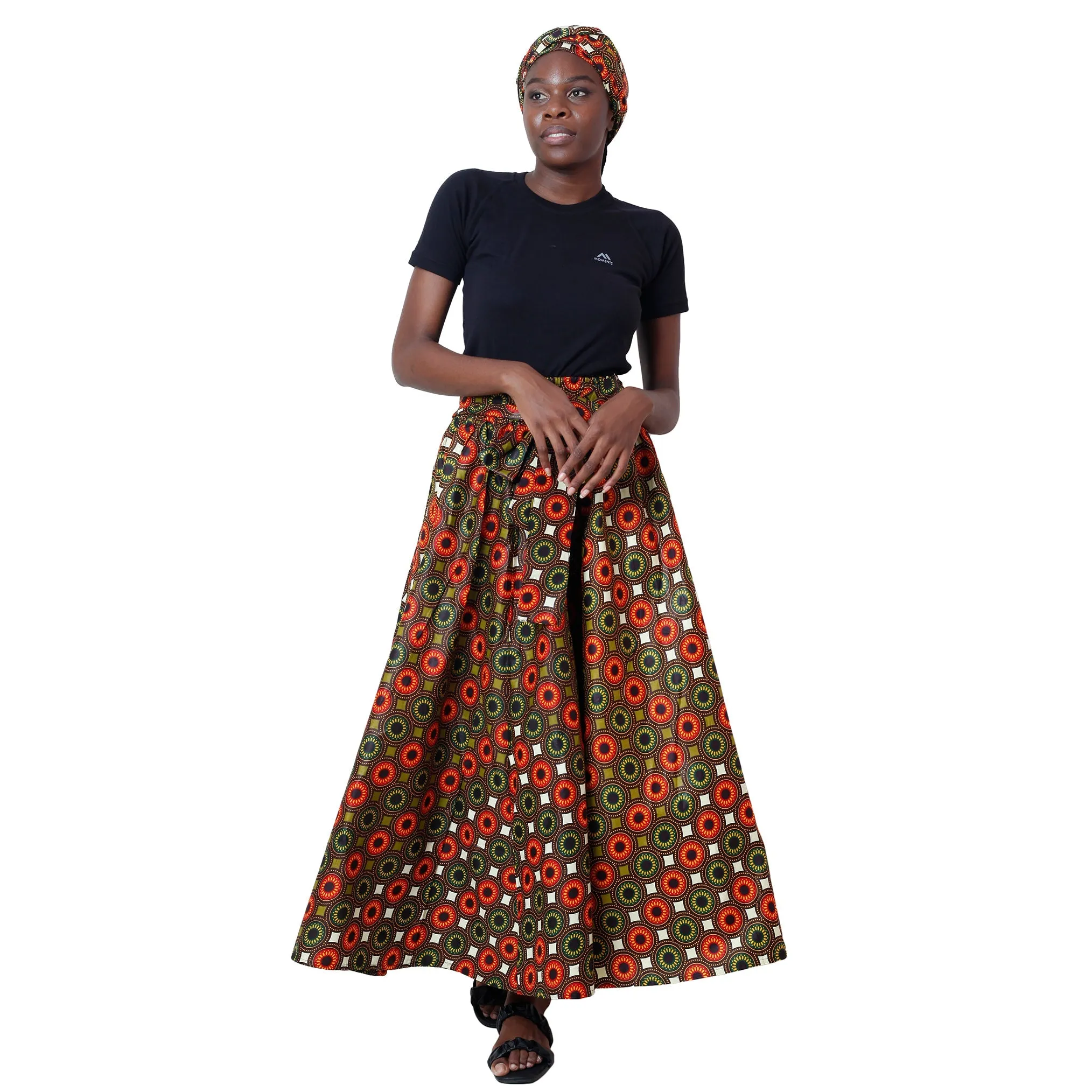 Women's African Printed Long Maxi Skirt -- FI-32