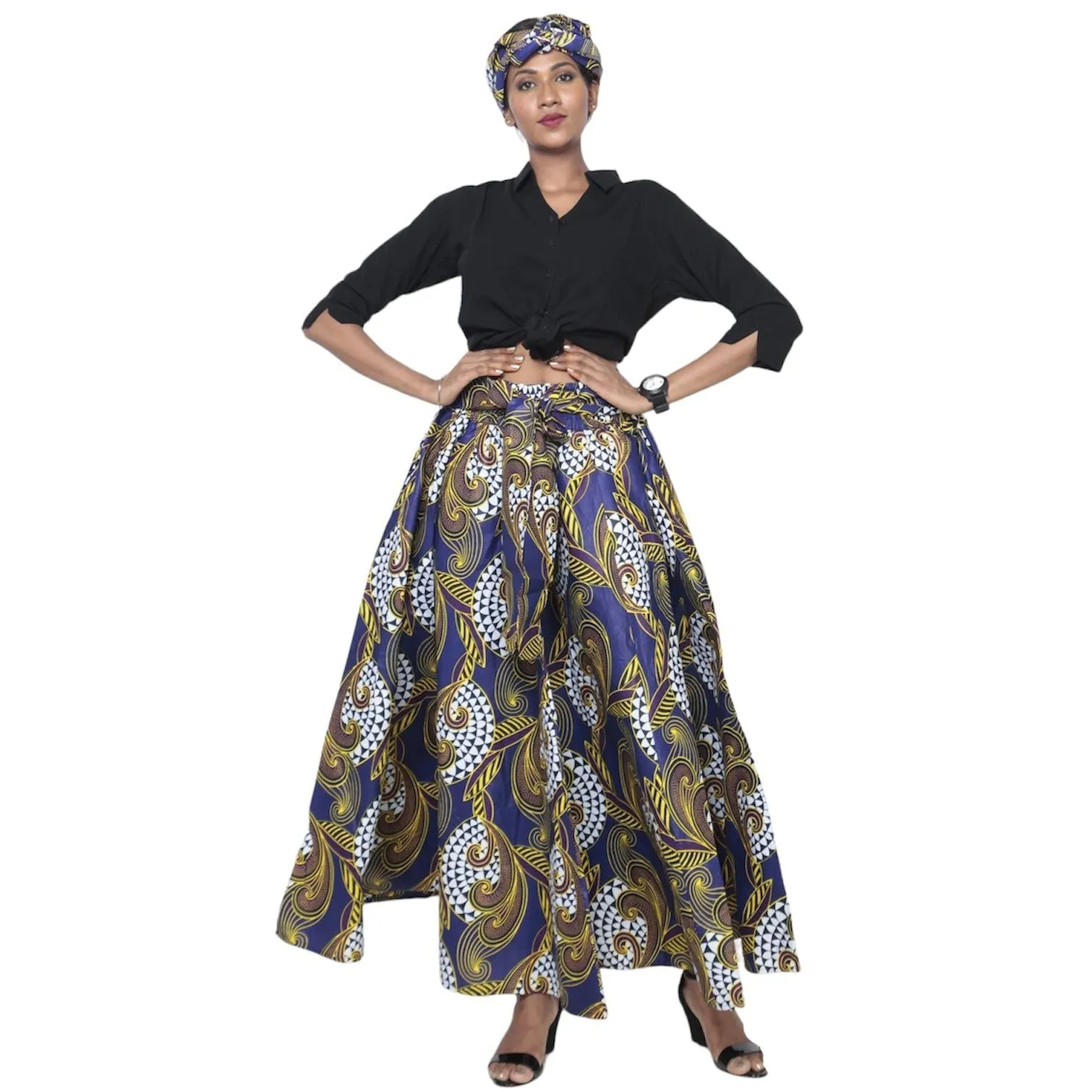 Women's African Printed Long Maxi Skirt -- FI-32