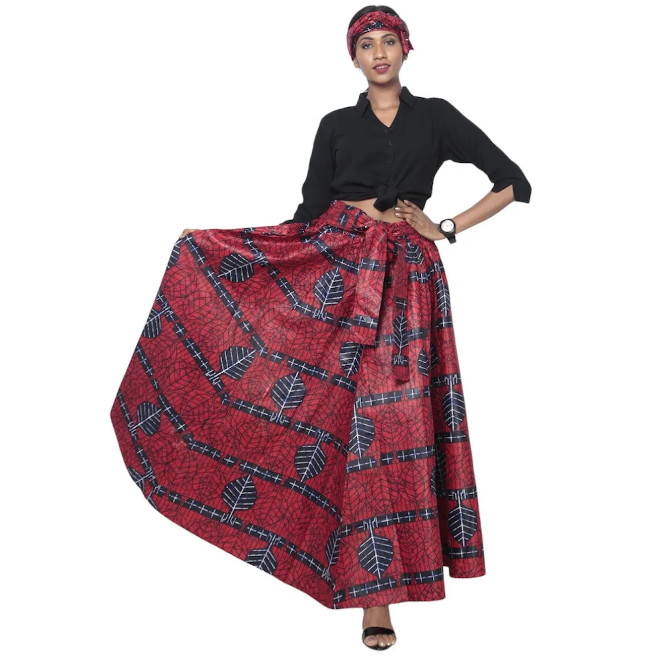 Women's African Printed Long Maxi Skirt -- FI-32