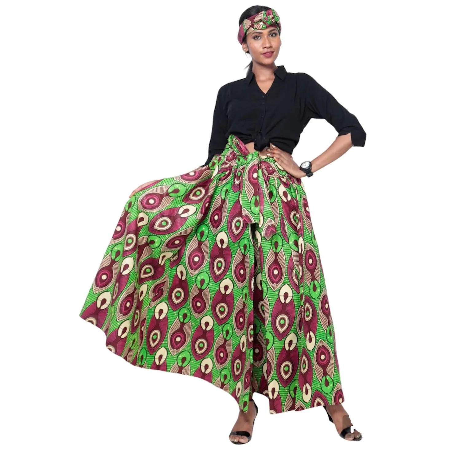 Women's African Printed Long Maxi Skirt -- FI-32