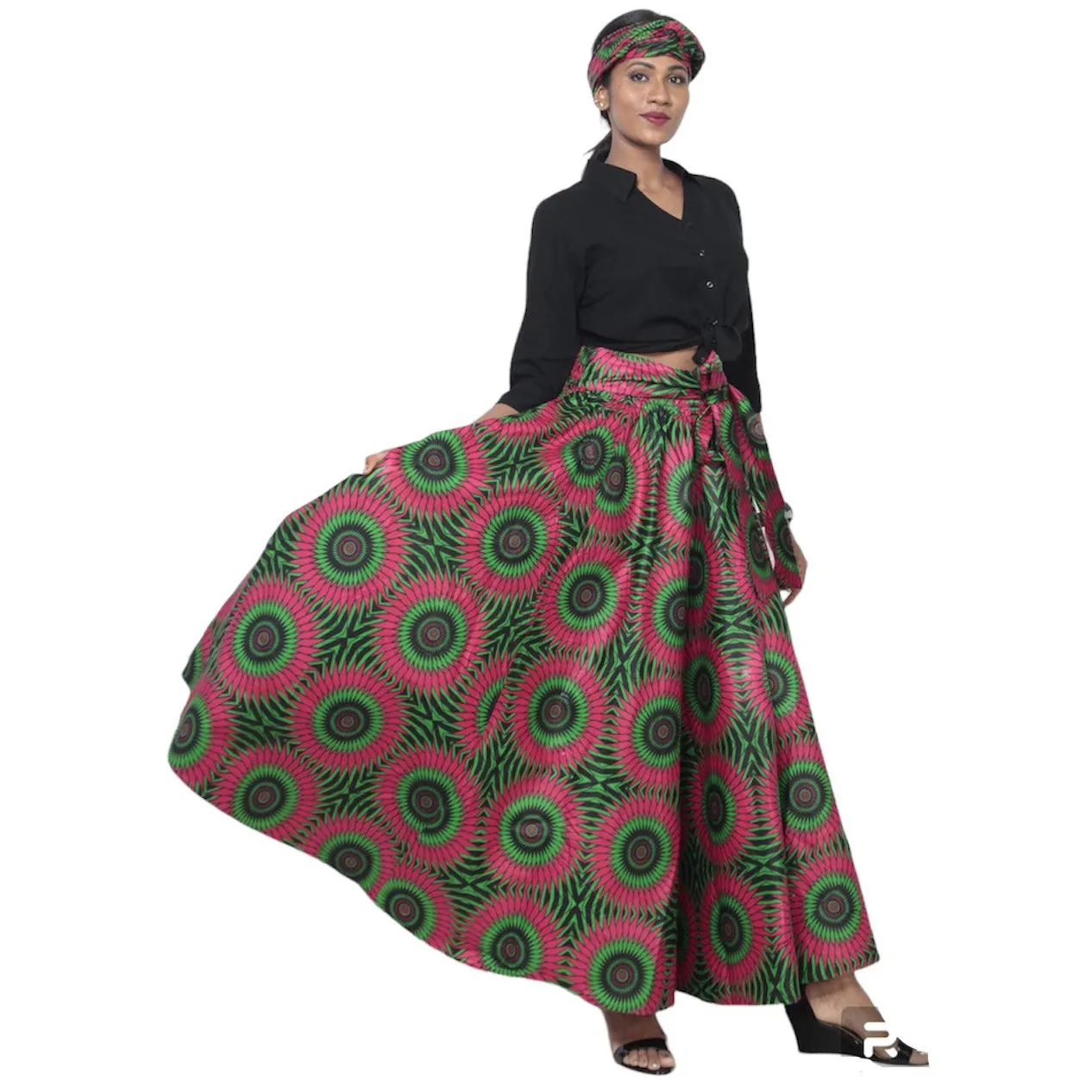 Women's African Printed Long Maxi Skirt -- FI-32