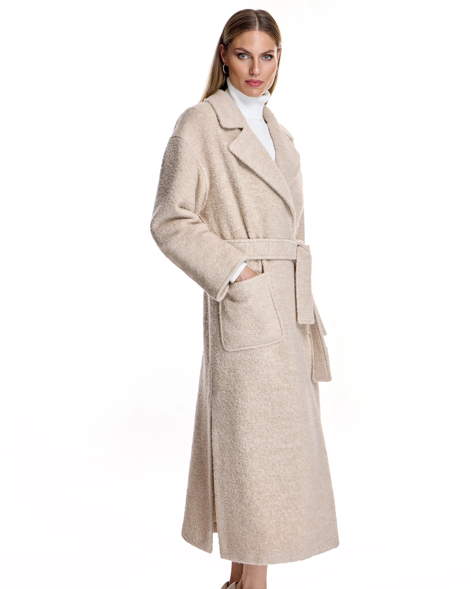 Wool blend Belted Coat