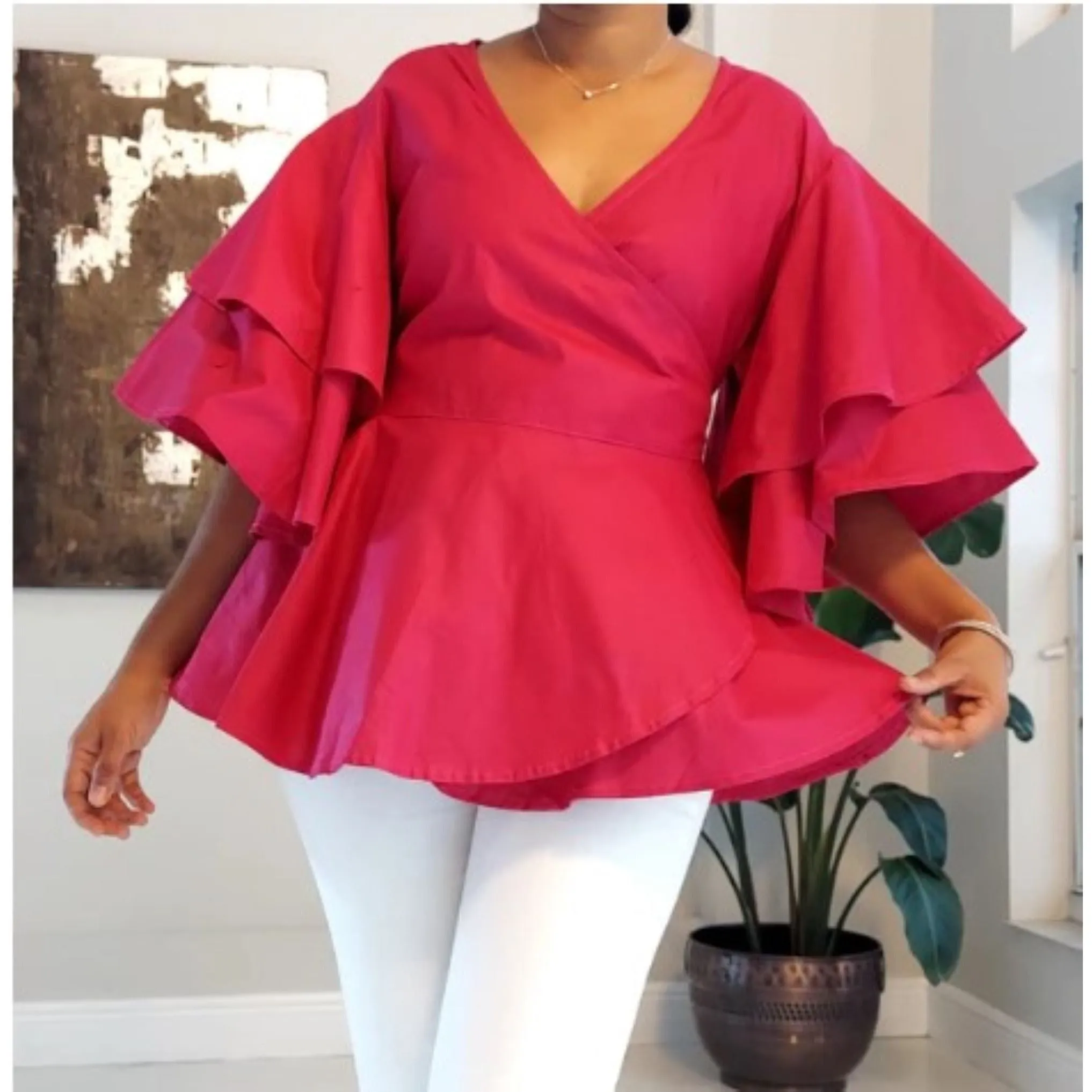 Wrap Blouse Top With Maxi Skirt / One Size