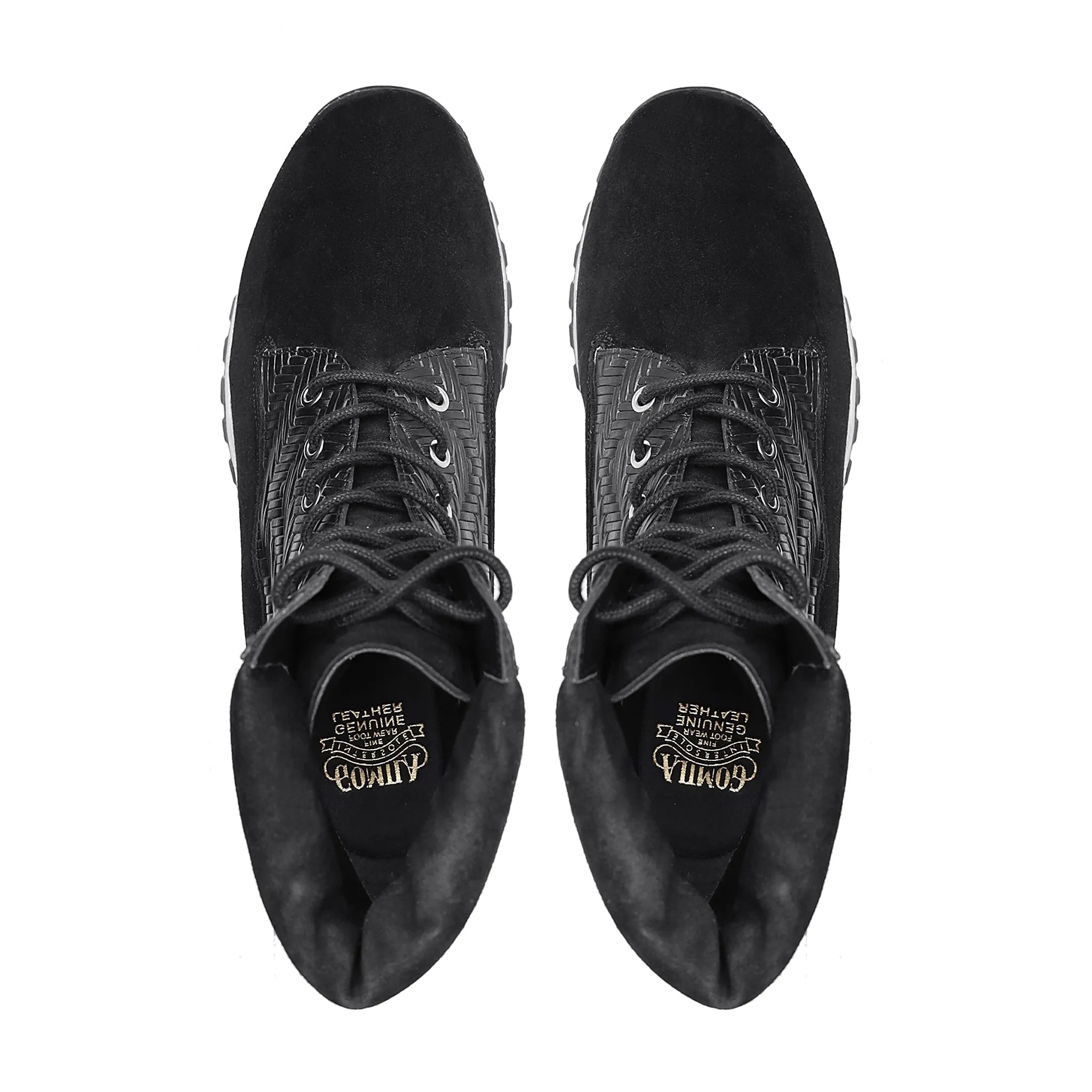 Zada - Men's Black Hand Woven and Kid Suede Leather Jogger
